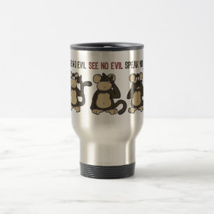Hear No Evil Monkeys Cartoon Travel Mug