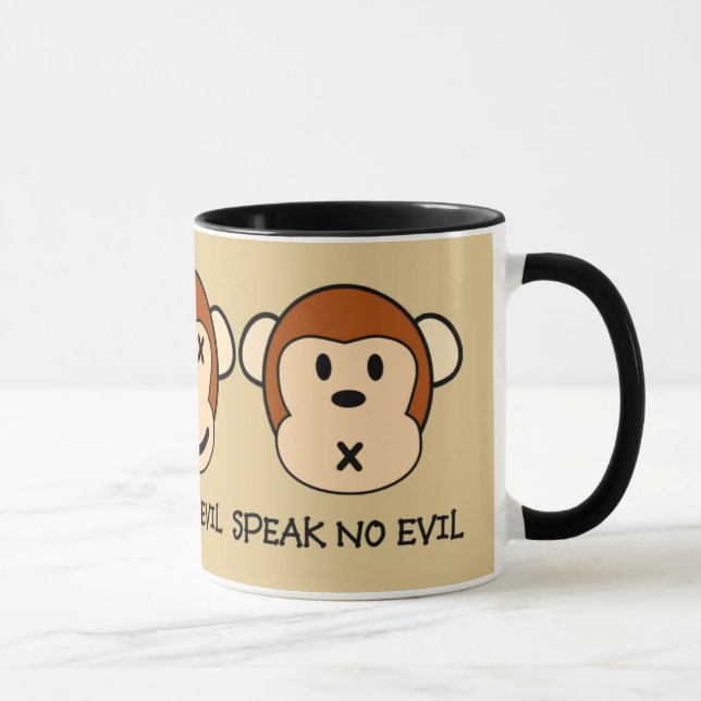 Hear No Evil Monkeys Design Mug (Right)