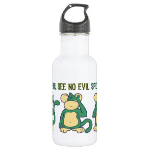 Hear No Evil Monkeys Greens 532 Ml Water Bottle