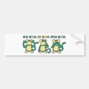 Hear No Evil Monkeys Greens Bumper Sticker