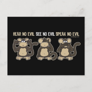 Hear No Evil Monkeys Humour Postcard