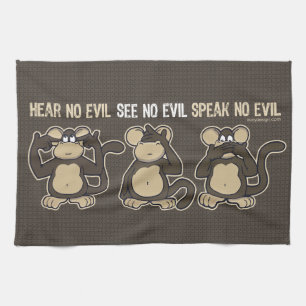 Hear No Evil Monkeys Humour Tea Towel