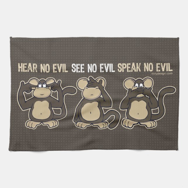 Hear No Evil Monkeys Humour Tea Towel (Horizontal)