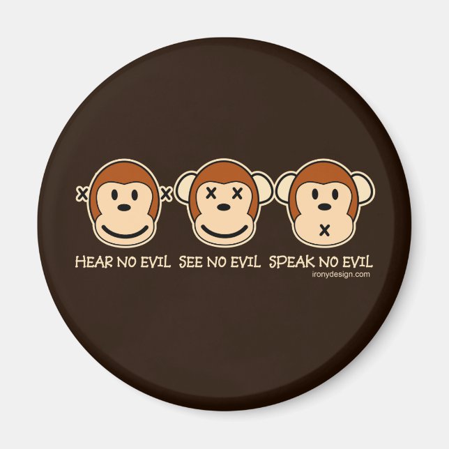Hear No Evil Monkeys Magnet (Front)