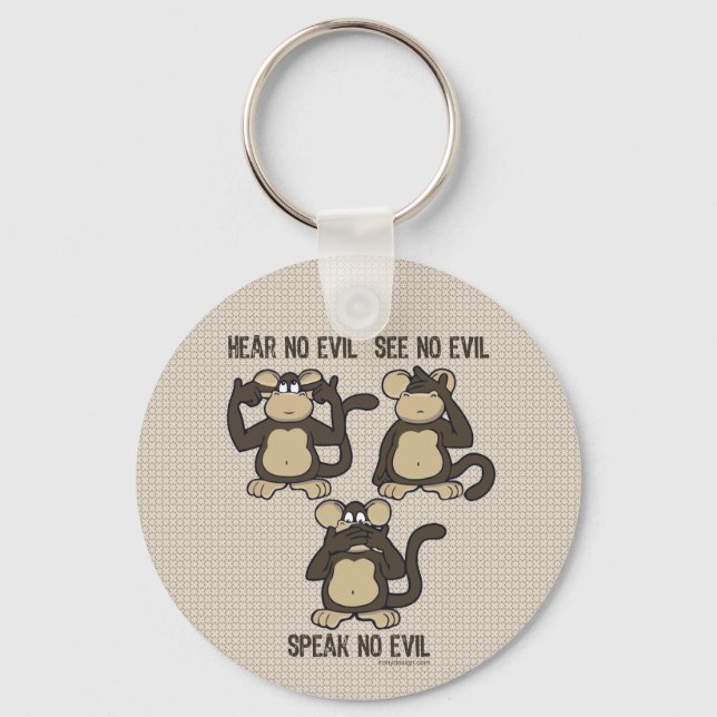 Hear No Evil Monkeys - New Key Ring (Front)