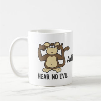 Hear No Evil Monkeys - Personalise Coffee Mug