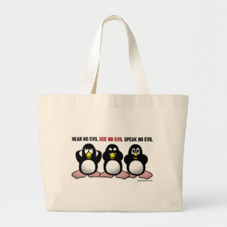 Hear No Evil Penguins Large Tote Bag
