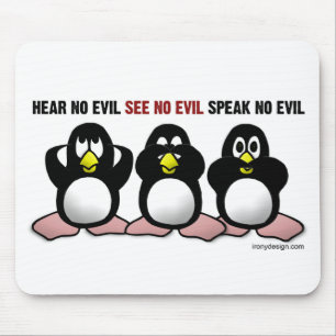 Hear No Evil Penguins Mouse Mat