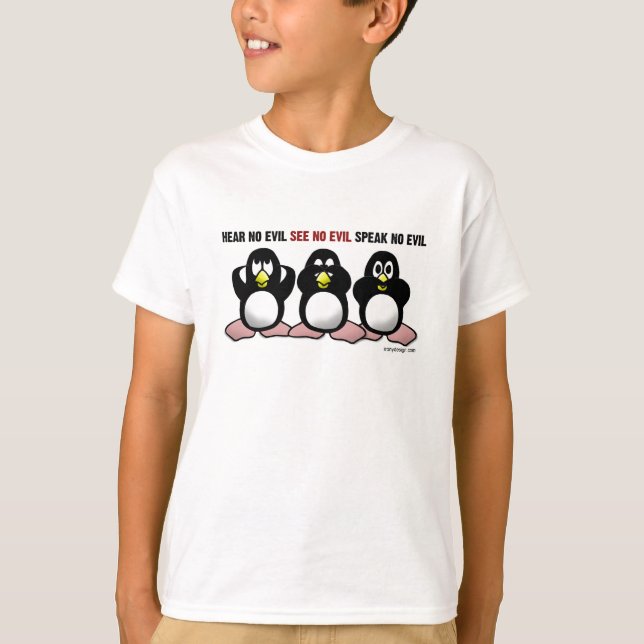 Hear No Evil Penguins T-Shirt (Front)