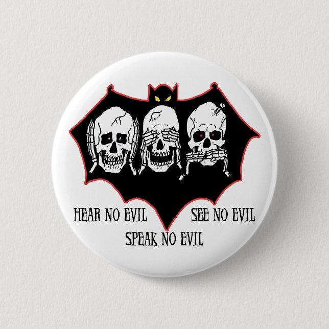 Hear no evil, see no evil, speak no evil Button (Front)