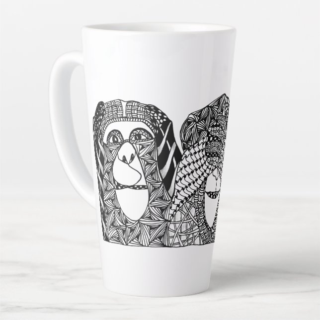 Hear No Evil, See No 'Evil, Speak No Evil Latte Mug (Left Angle)