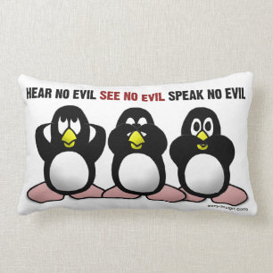 Hear No Evil, See No Evil, Speak No Evil Lumbar Cushion