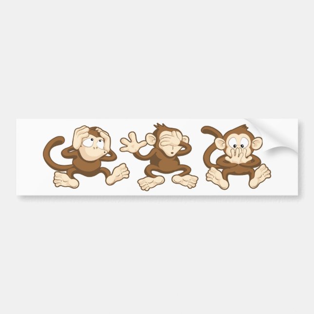 hear no evil, see no evil, speak no evil monkeys bumper sticker (Front)