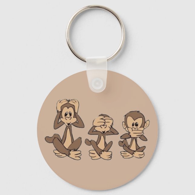 Hear No Evil, See No Evil, Speak No Evil Monkeys Key Ring (Front)