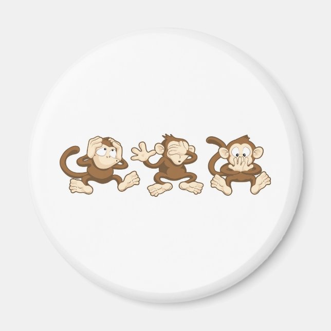 hear no evil, see no evil, speak no evil monkeys magnet (Front)