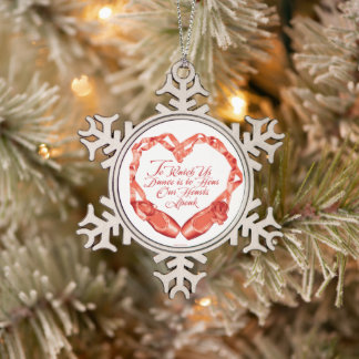 Hear Our Ballet Hearts Snowflake Pewter Christmas Ornament