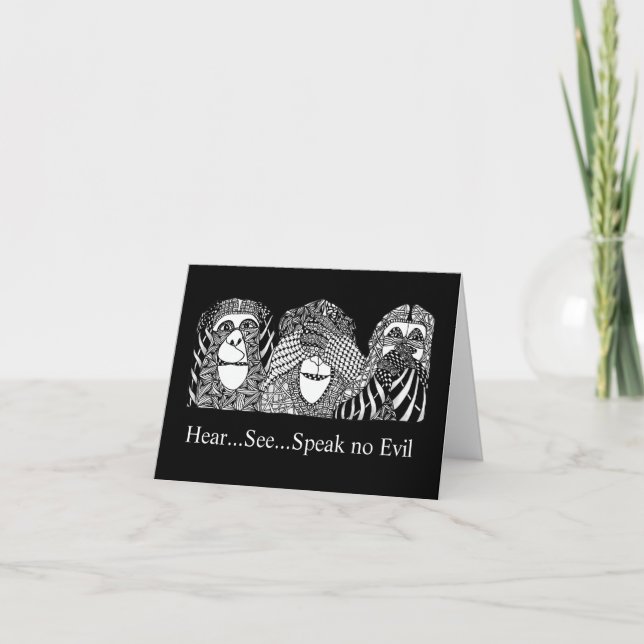 Hear, See and Speak No Evil and 4th Ape Card (Front)