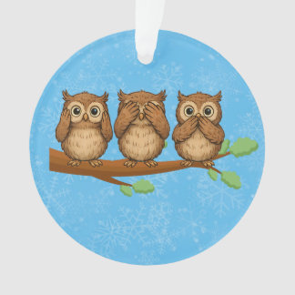 Hear, See, and Speak No Evil Owls Ornament
