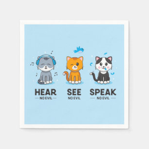 Hear See Speak No Evil Cats Party Napkins