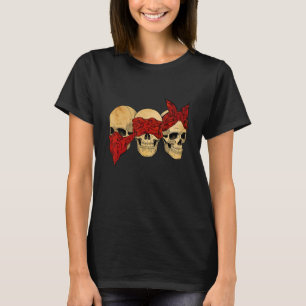 Hear See Speak No Evil Skull Heads Halloween T-Shirt