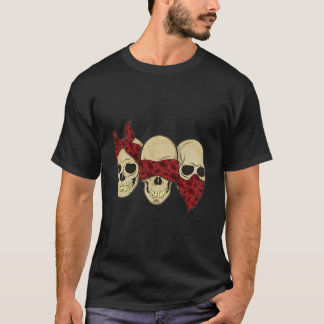 Hear See Speak No Evil Skull Heads T-Shirt