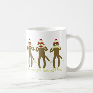 Hear, See, Speak No Evil Sock Monkeys Coffee Mug