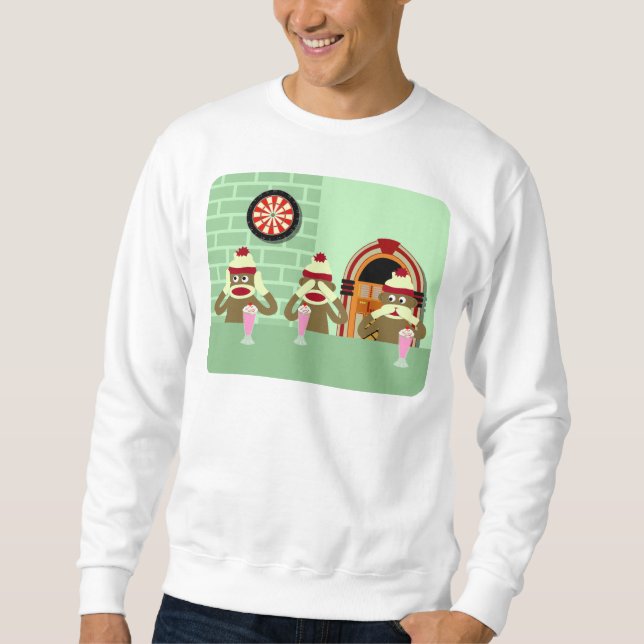 Hear, See, Speak No Evil Sock Monkeys Ice Cream Sweatshirt (Front)