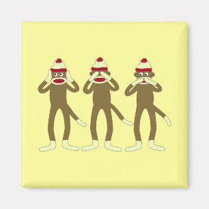 Hear, See, Speak No Evil Sock Monkeys Magnet