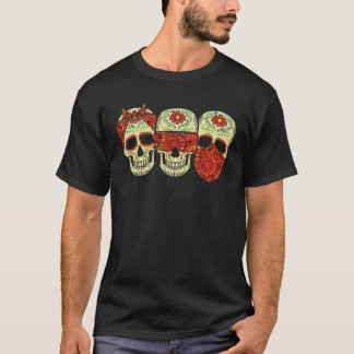 Hear See Speak No Evil Sugar Skulls Dia De Muertos T-Shirt