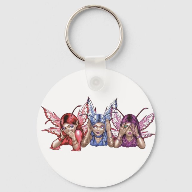 Hear, Speak, See No Evil Key Ring (Front)