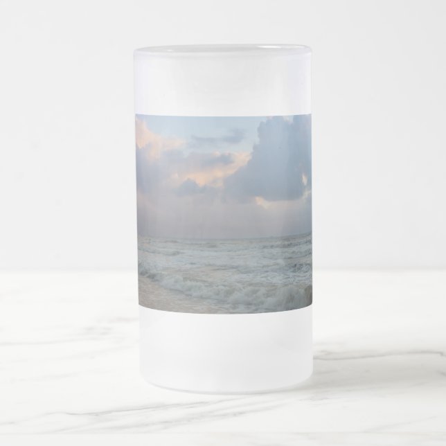 Hear The Waves Frosted Glass Beer Mug (Center)
