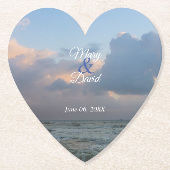 Hear The Waves Wedding Paper Coaster (Front)