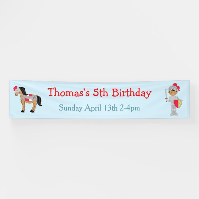 Hear Ye African American Knight Birthday Party Banner (Horizontal)