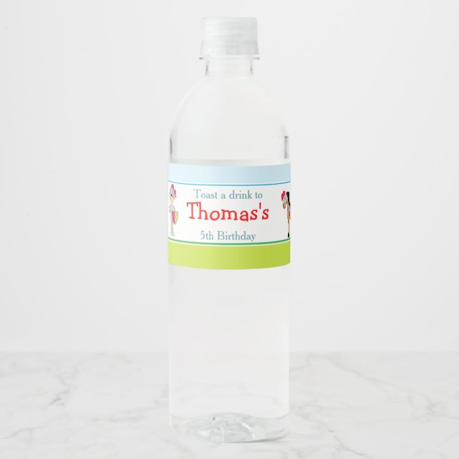 Hear Ye Black Hair Cute Knight Water Bottle Label (Front)