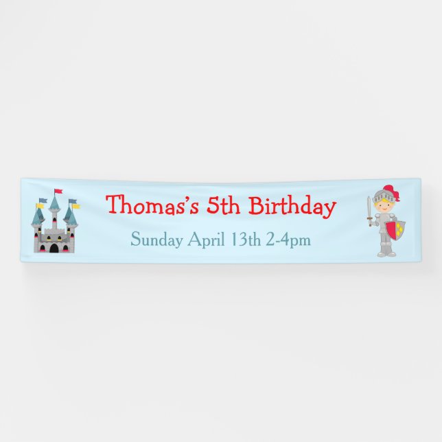 Hear Ye Blonde Cute Knight Birthday Party Banner (Horizontal)