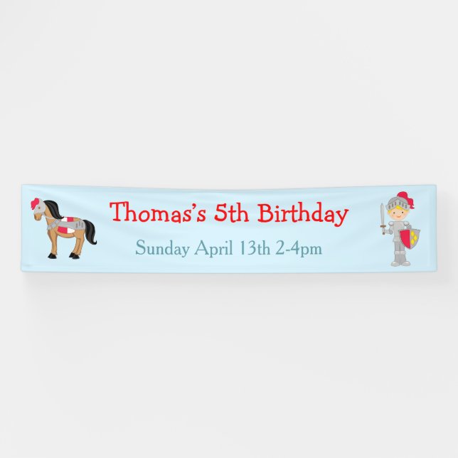 Hear Ye Blonde Cute Knight Birthday Party Banner (Horizontal)