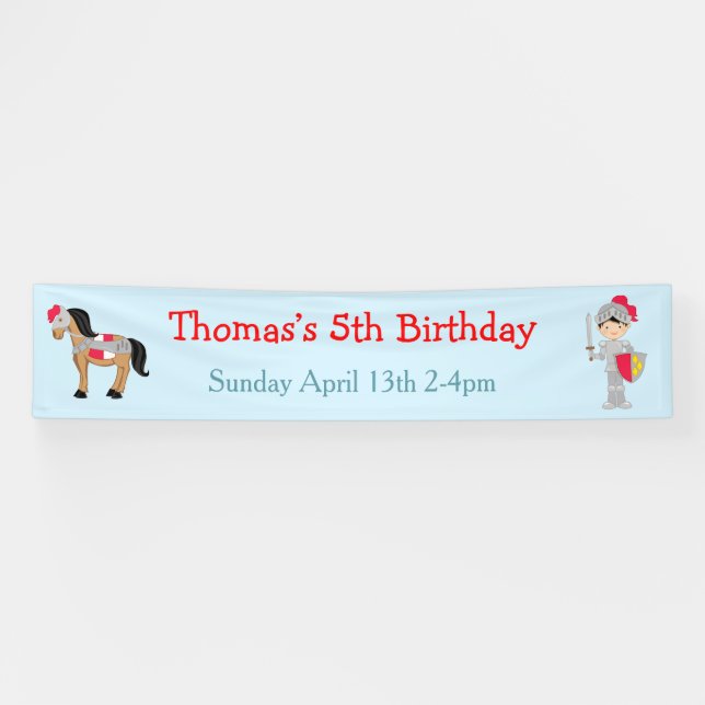 Hear Ye Brunette Cute Knight Birthday Party Banner (Horizontal)