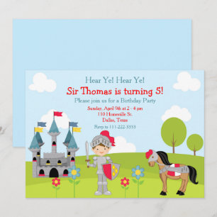 Hear Ye Brunette Cute Knight Birthday Party Invitation