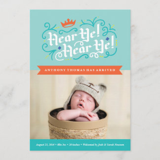 Hear Ye! Hear Ye! Birth Announcement in Blue