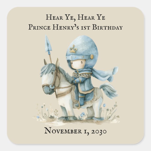 Hear Ye, Hear Ye Boy’s 1st Birthday Square Sticker (Front)