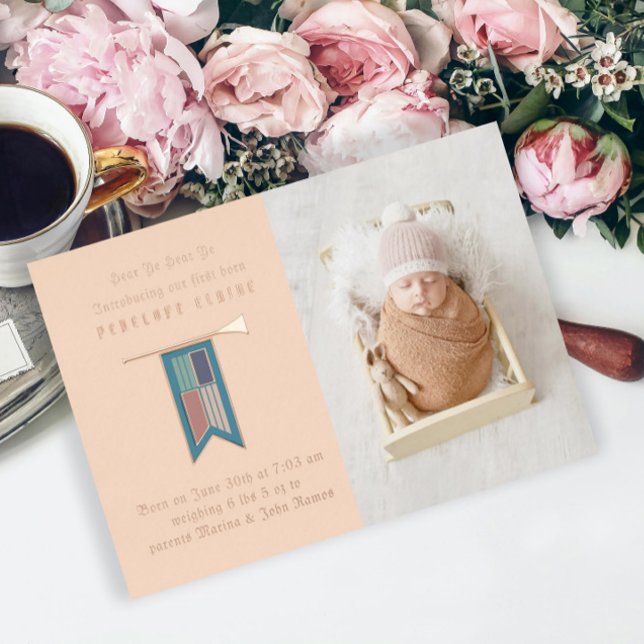 Hear Ye Hear Ye Mediaeval Photo Birth Announcement (Creator Uploaded)