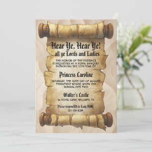 Hear Ye Mediaeval Renaissance Royal Birthday Invitation