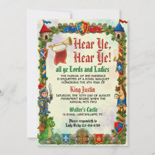 Hear Ye Mediaeval Renaissance Royal Birthday Invitation