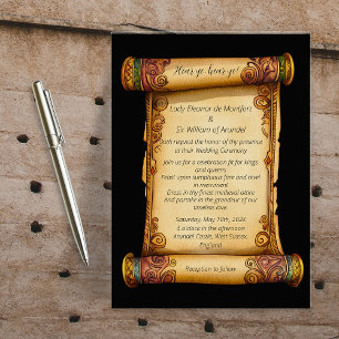 Hear Ye Mediaeval Scroll Ornate Wedding Invitation