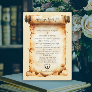Hear Ye Medieval Aged Scroll Wedding Invitation