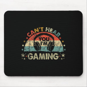Hear You Im Gaming Funny Vintage Gamer Gift Headse Mouse Mat