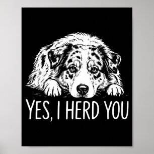 Heard Line Art Australian Shepherd Dog Lovers Poster