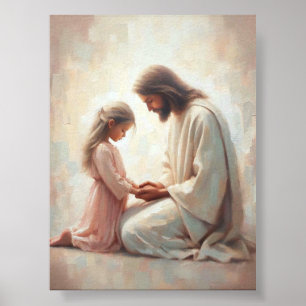Heard Prayers - Jesus Praying with Children Christ Poster