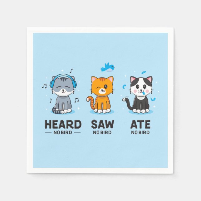Heard Saw Ate No Bird Party Napkins (Front)
