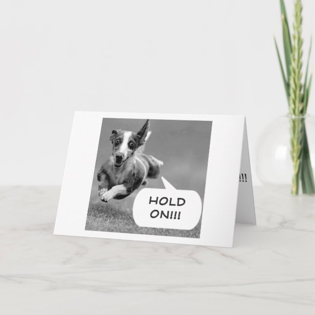 HEARD YOU'VE BEEN NAUGHTY-BE RIGHT THERE HOLD ON! HOLIDAY CARD (Front)